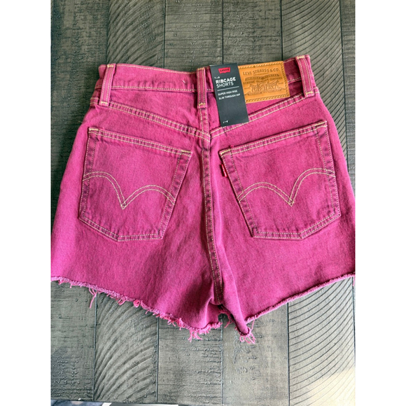 Levi’s Premium Ribcage Shorts Size 25 High Rise Raw Hem NWT - Picture 2 of 6
